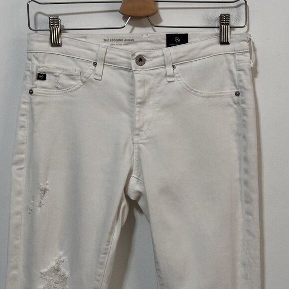 Adriano Goldschmied AG The Legging Ankle White Distressed Skinny Jeans 26R Mid - Picture 3 of 10